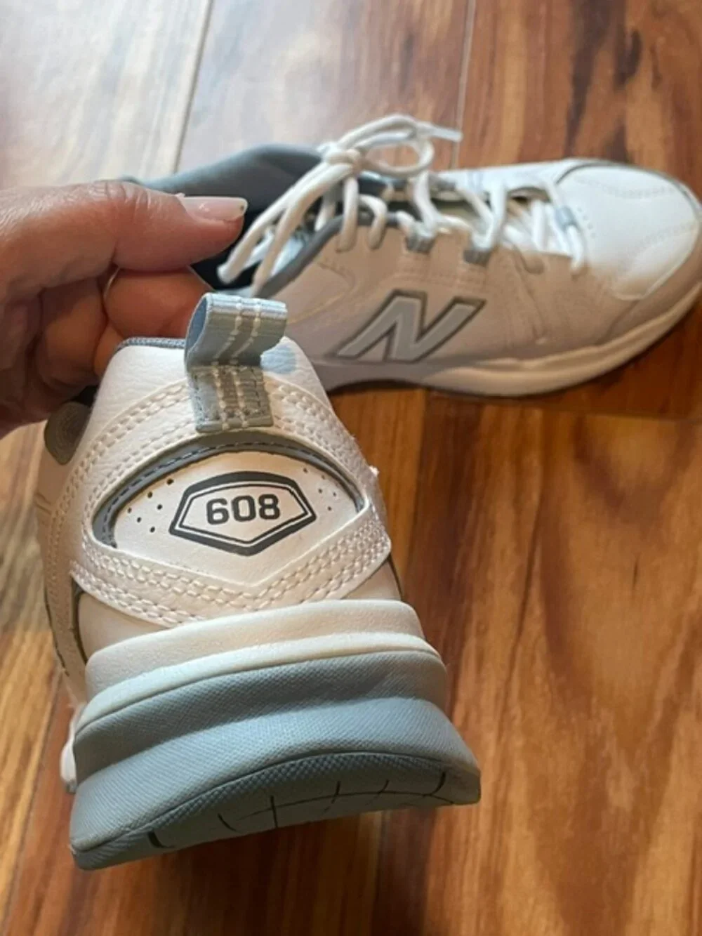 New Balance 608v5 Women's Athletic Training Shoes, White Light Blue, Size 7